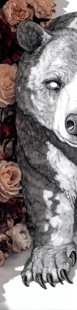 Free bear bookmarks for adults featuring a kind of scary gray bear